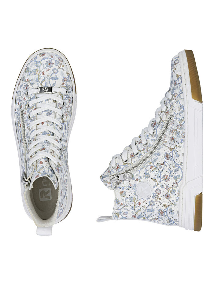 Rieker, modische Damen-Boots, Weite G, mit herausnehmbarem Fu&szlig;bett WEISS-BUNT